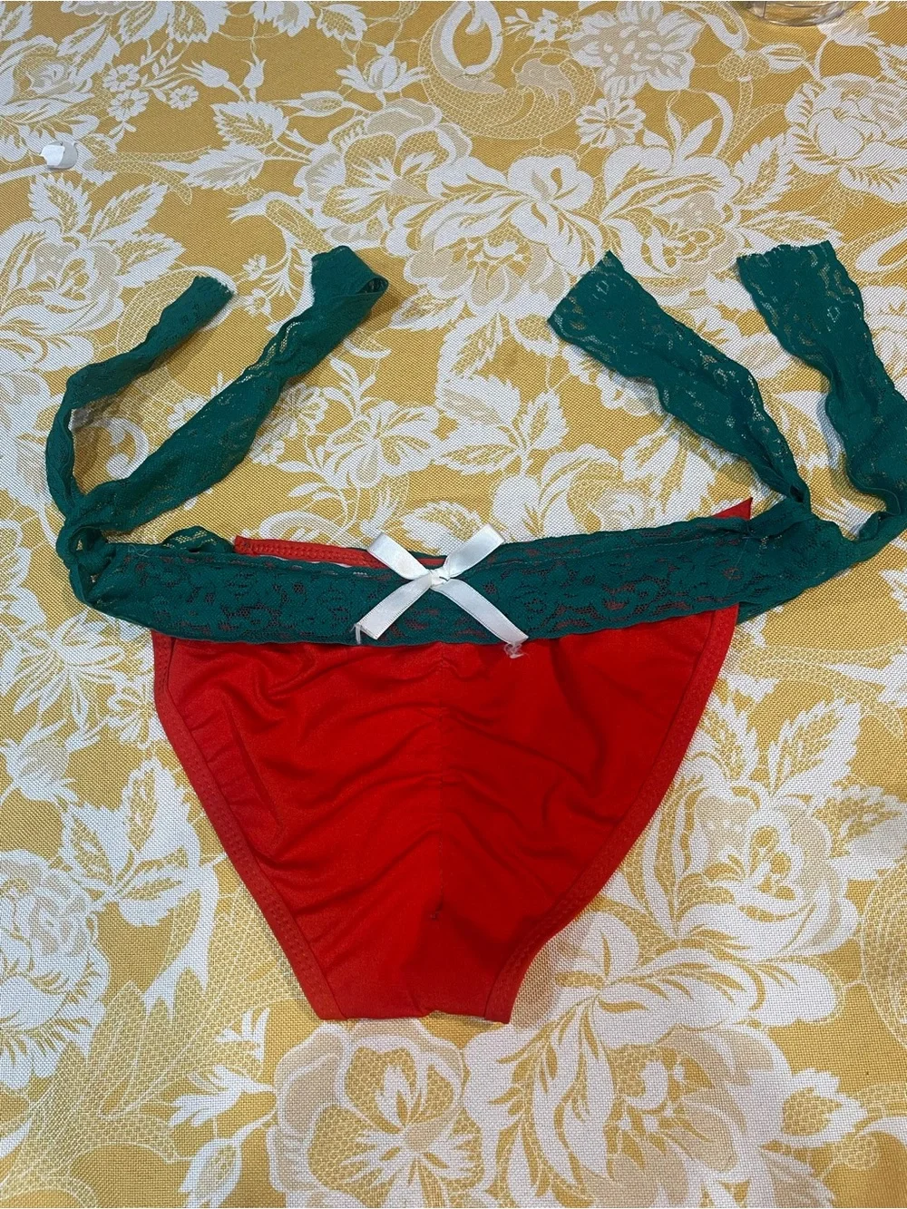 Red & Green Lace Halter Bikini Set - Women Intimates & Sleepwear